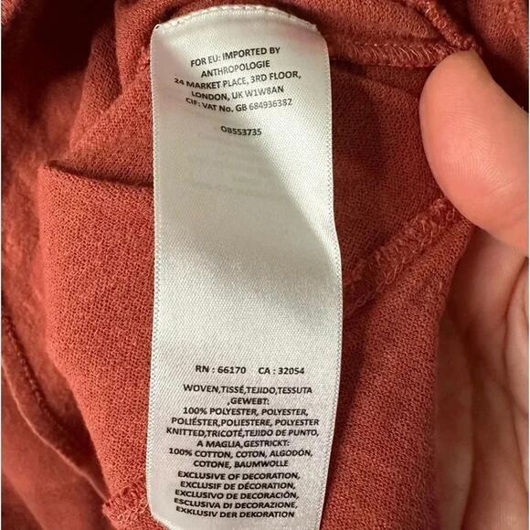 ANTHROPOLOGIE Womens V Neck sheer Sleeve blouse button cuff dusty Rose bohemian - Picture 5 of 9